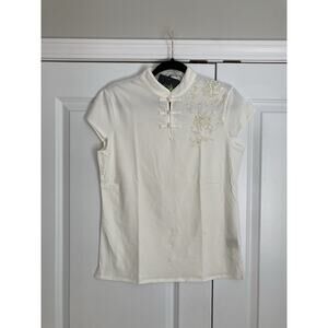 Shanghai Tang Knitted Mandarin Top Cotton Frog Qipao Buttons Sequined XL
